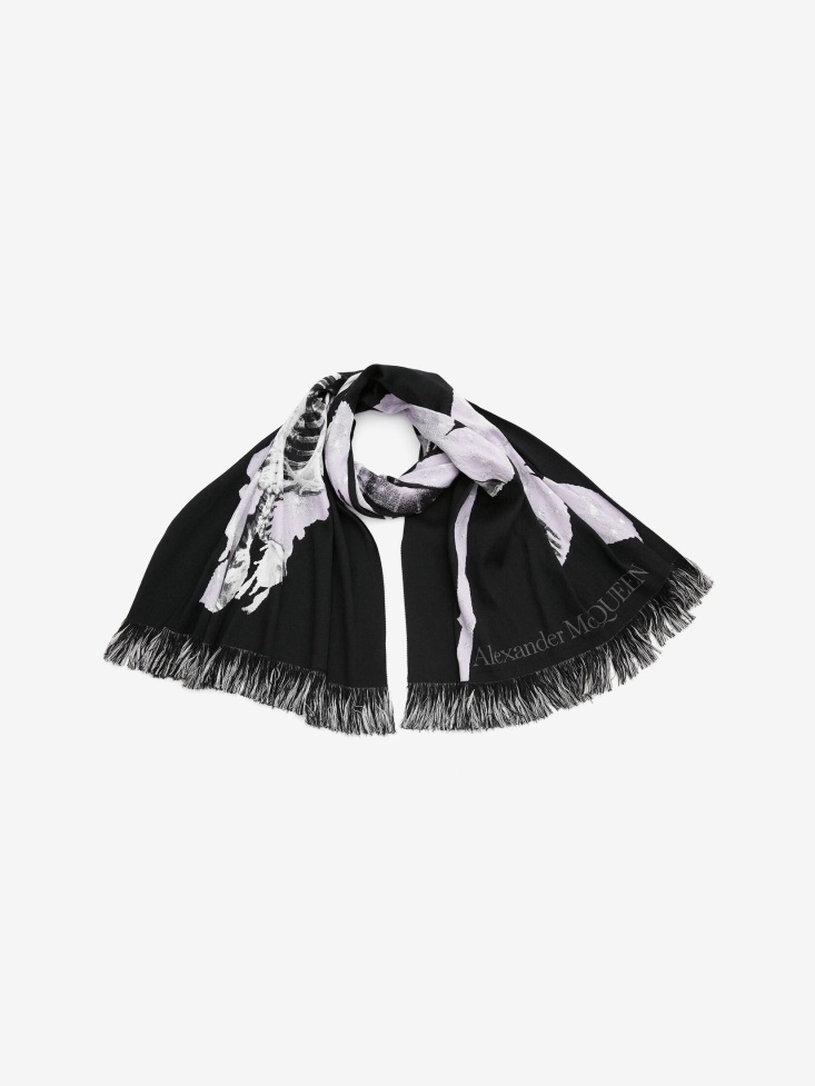 Women's Celestial Skeleton Stole Black/Light Purple Fashion Alexander McQueen