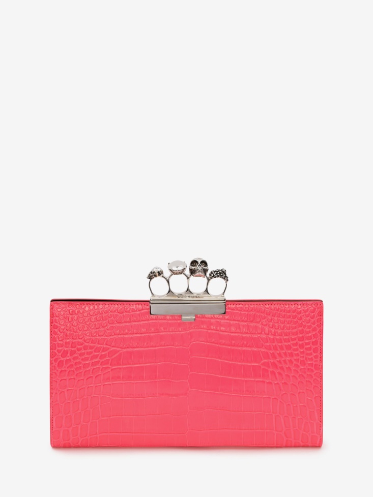 Neon Pink Women's Jewelled Flat Pouch Fashion Alexander McQueen
