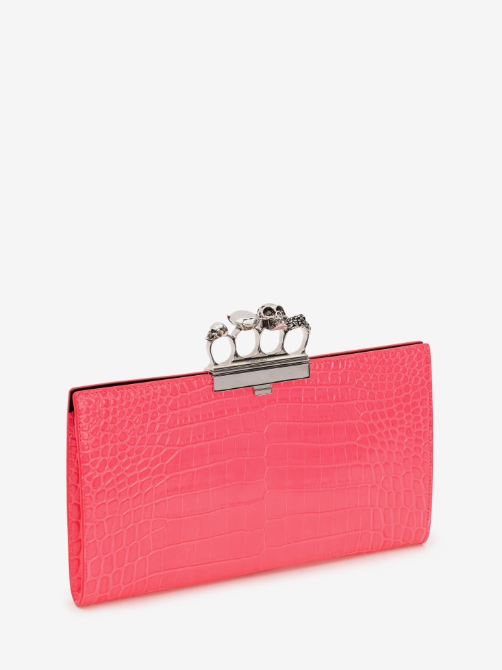 Neon Pink Women's Jewelled Flat Pouch Fashion Alexander McQueen