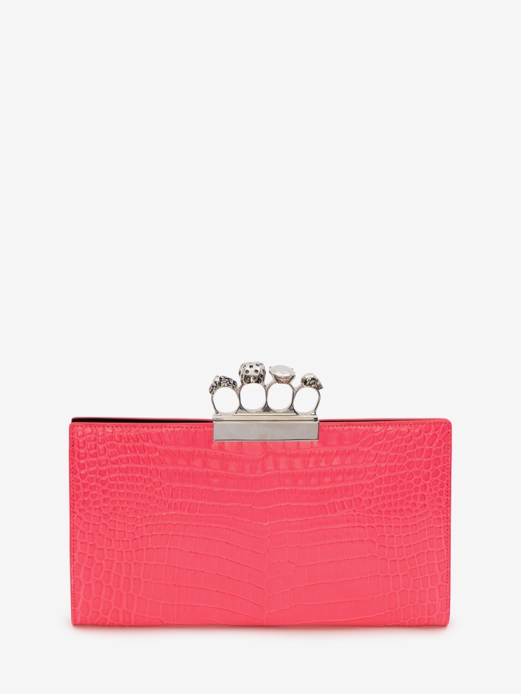 Neon Pink Women's Jewelled Flat Pouch Fashion Alexander McQueen