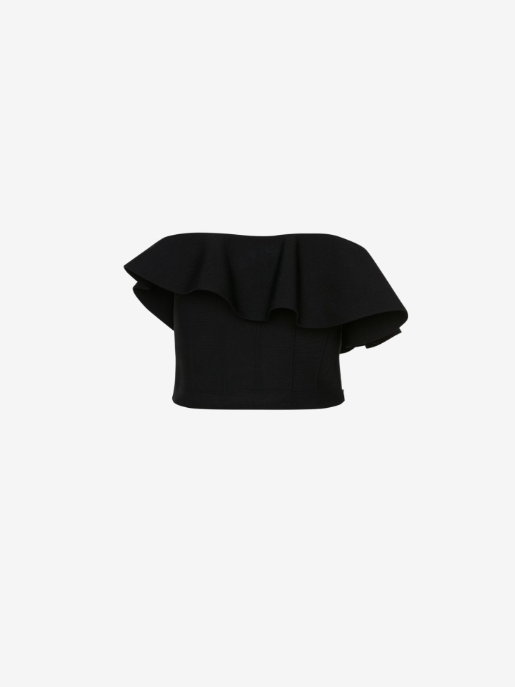 Fashion Alexander McQueen Black Women's Ruffled Bustier Top