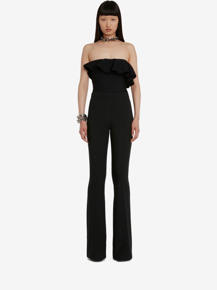 Fashion Alexander McQueen Black Women's Ruffled Bustier Top