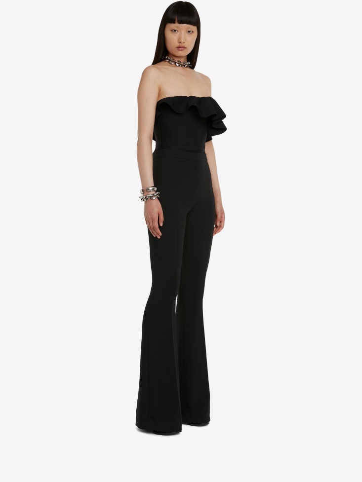 Fashion Alexander McQueen Black Women's Ruffled Bustier Top