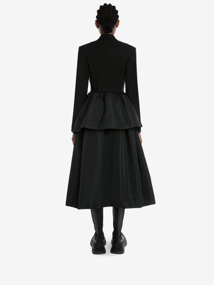 Fashion Alexander McQueen Women's Drawstrings Gathered Midi Skirt Black