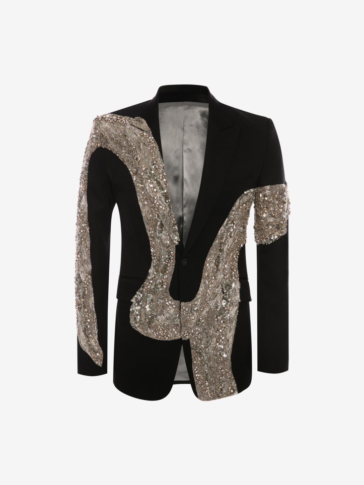 Men's Molten Metal Embroidered Jacket Black Fashion Alexander McQueen