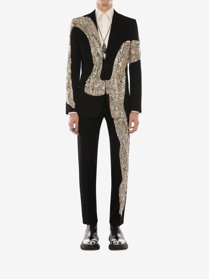 Men's Molten Metal Embroidered Jacket Black Fashion Alexander McQueen