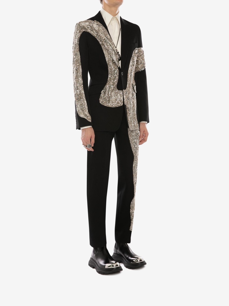 Men's Molten Metal Embroidered Jacket Black Fashion Alexander McQueen