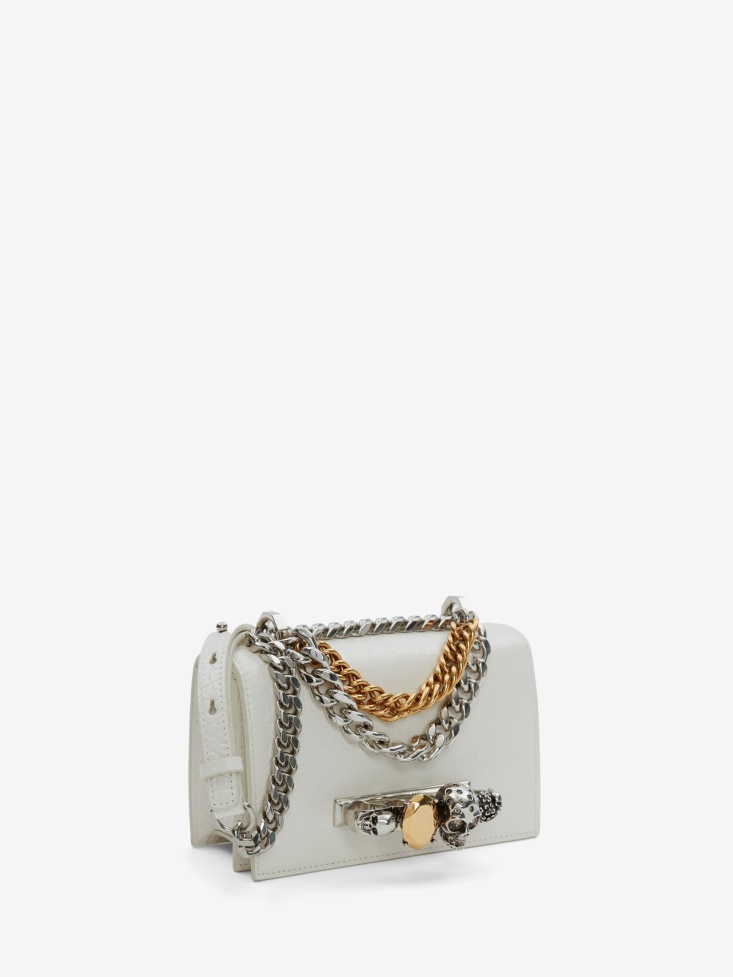 Ivory Women's Mini Jewelled Satchel With Chain Fashion Alexander McQueen