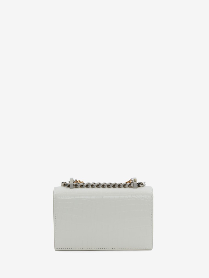 Ivory Women's Mini Jewelled Satchel With Chain Fashion Alexander McQueen