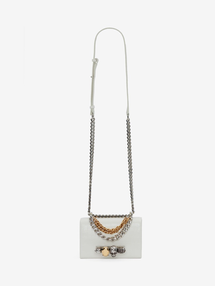 Ivory Women's Mini Jewelled Satchel With Chain Fashion Alexander McQueen
