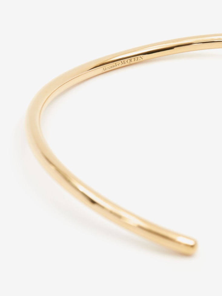 Fashion Alexander McQueen Women's Thin Tubular Choker Antique Gold