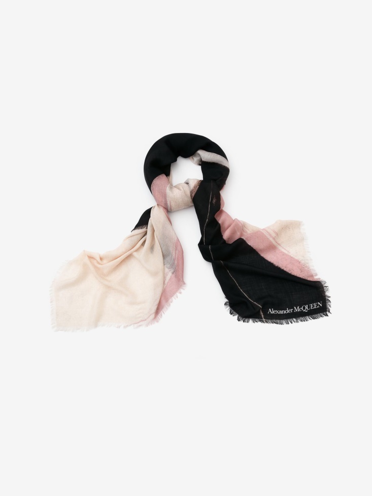 Fashion Alexander McQueen Women's Brushstroke Shawl Black/Ivory
