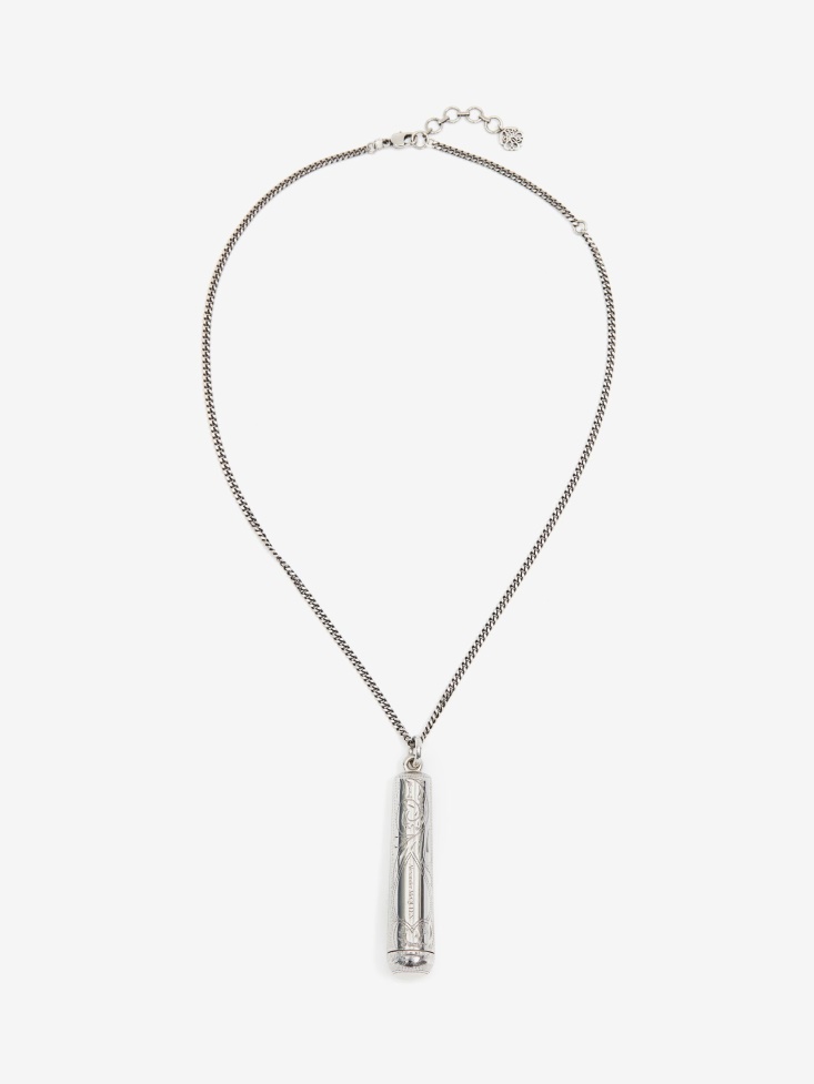 Men's Case Pendant Chain Necklace Antique Silver Fashion Alexander McQueen
