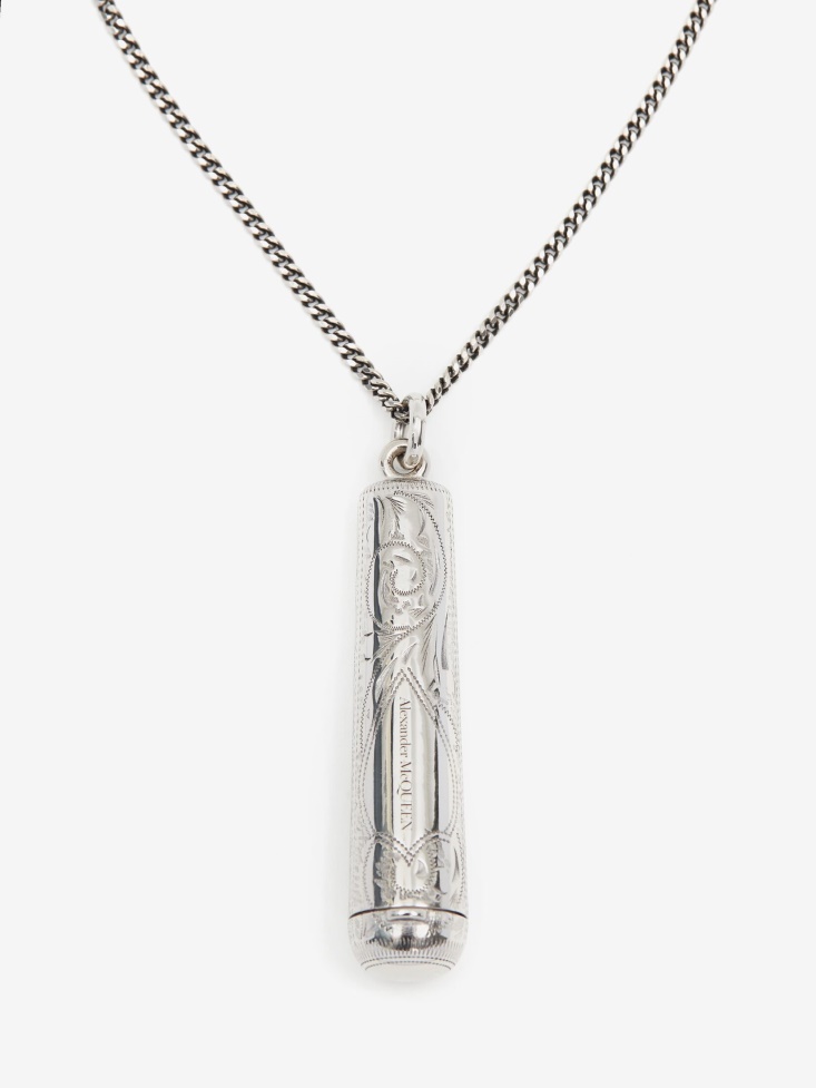 Men's Case Pendant Chain Necklace Antique Silver Fashion Alexander McQueen
