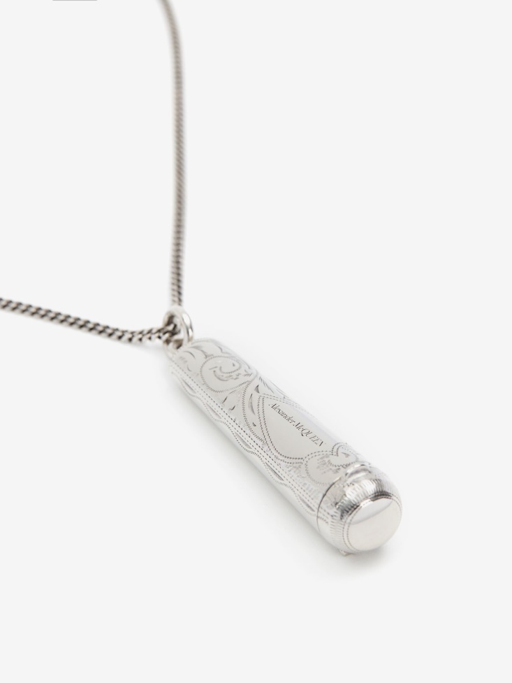 Men's Case Pendant Chain Necklace Antique Silver Fashion Alexander McQueen