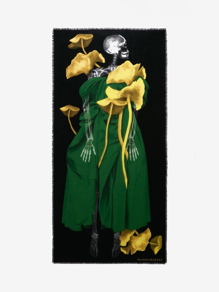 Fashion Alexander McQueen Women's Skeleton Mushroom Shawl Black/Green