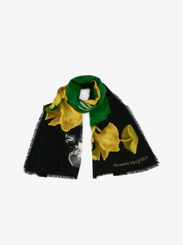Fashion Alexander McQueen Women's Skeleton Mushroom Shawl Black/Green