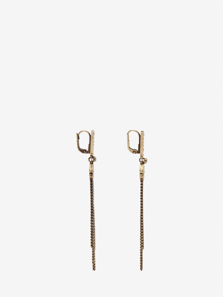 Antique Gold Women's Seal Drop Chain Earrings Fashion Alexander McQueen