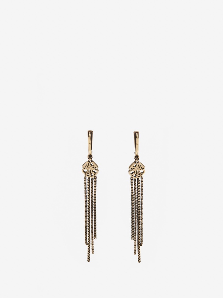 Antique Gold Women's Seal Drop Chain Earrings Fashion Alexander McQueen