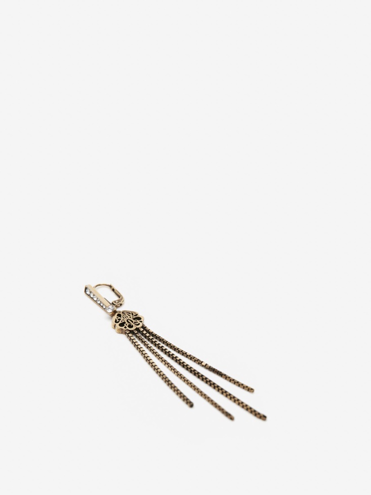 Antique Gold Women's Seal Drop Chain Earrings Fashion Alexander McQueen