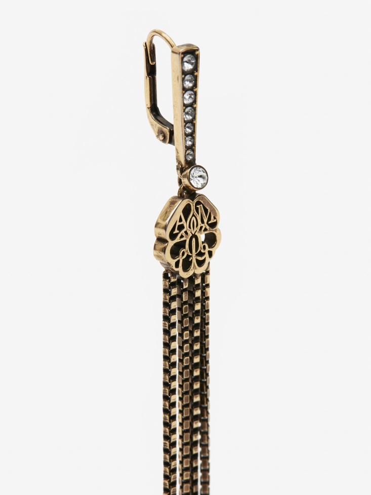 Antique Gold Women's Seal Drop Chain Earrings Fashion Alexander McQueen
