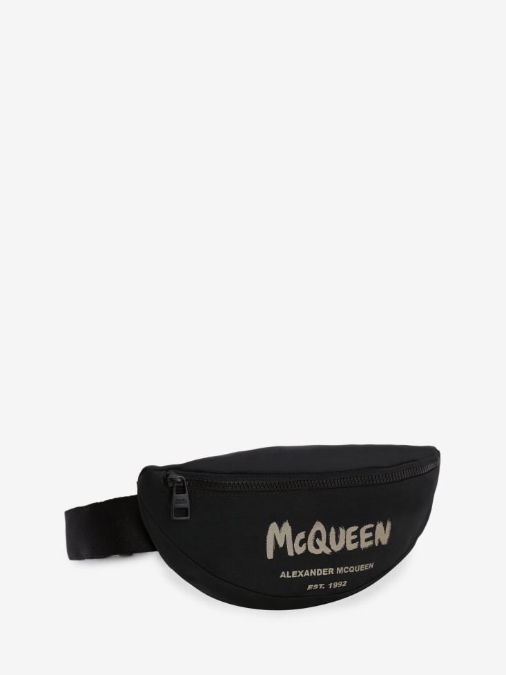 Black/Off White Fashion Alexander McQueen Men's in Graffiti Belt Bag