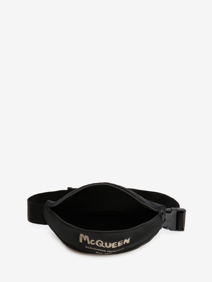Black/Off White Fashion Alexander McQueen Men's in Graffiti Belt Bag