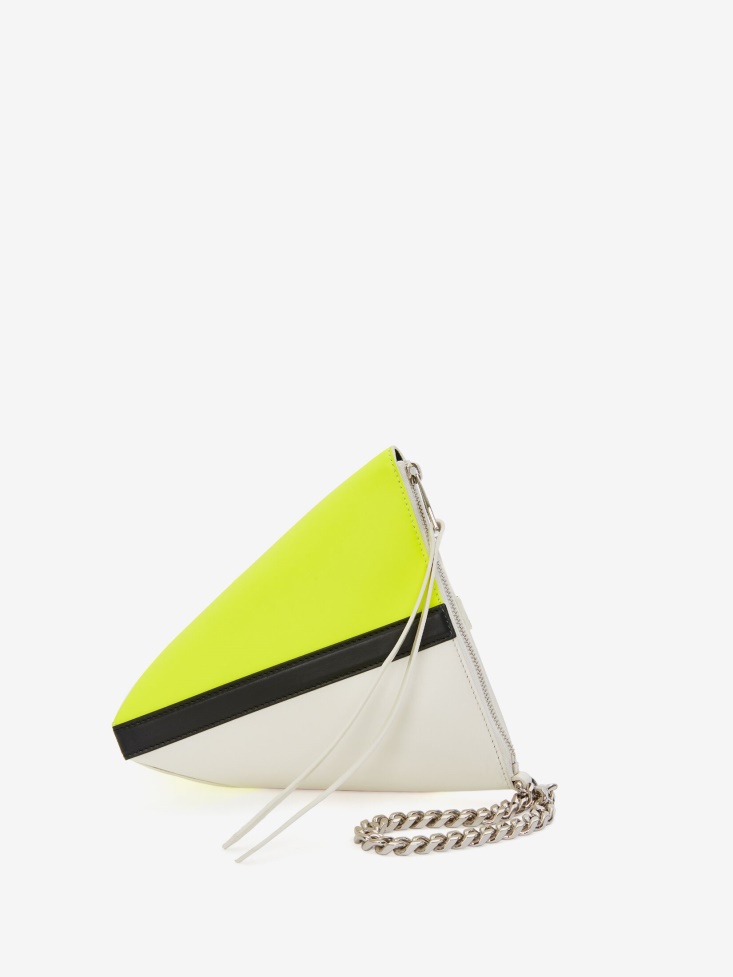 Fashion Alexander McQueen Women's The Curve Pouch Ivory/Black/Acid Yellow