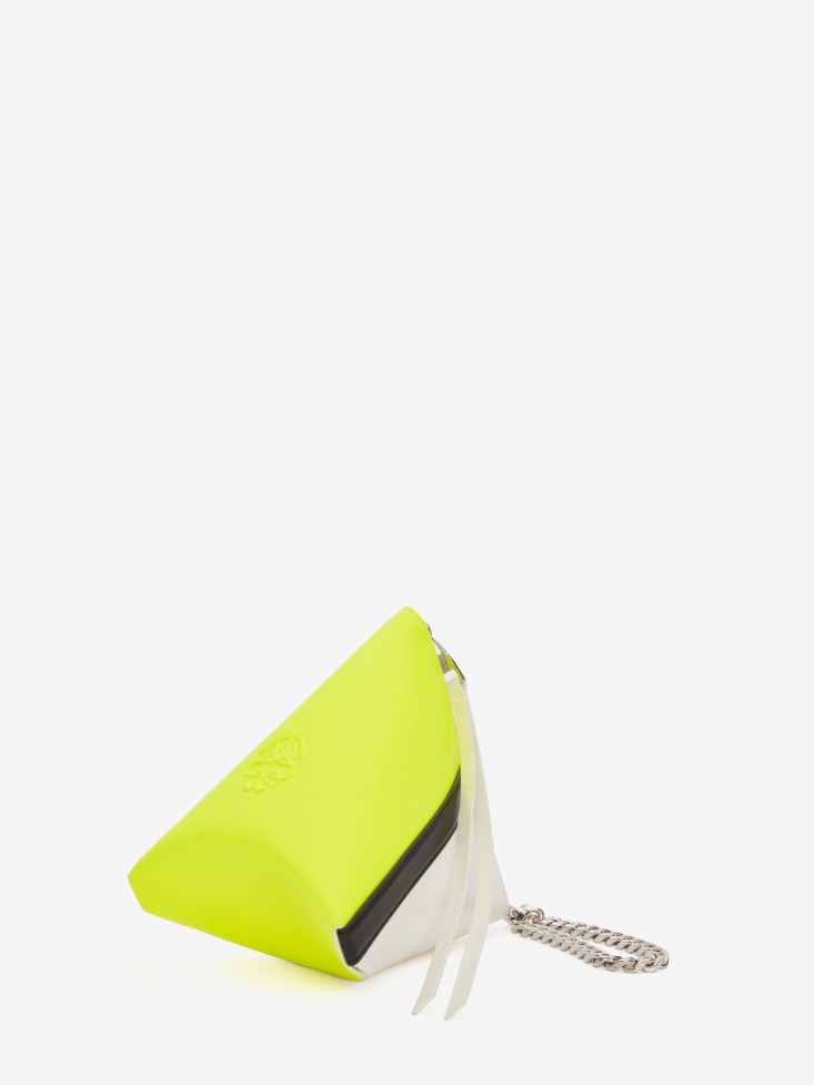 Fashion Alexander McQueen Women's The Curve Pouch Ivory/Black/Acid Yellow