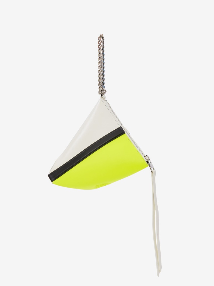Fashion Alexander McQueen Women's The Curve Pouch Ivory/Black/Acid Yellow