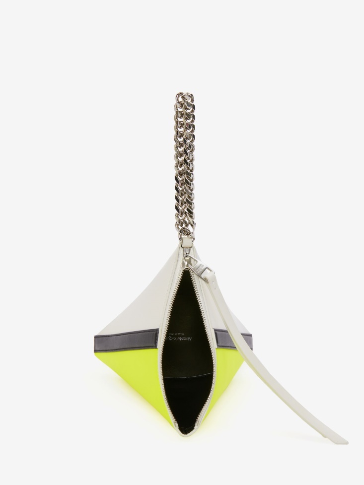 Fashion Alexander McQueen Women's The Curve Pouch Ivory/Black/Acid Yellow