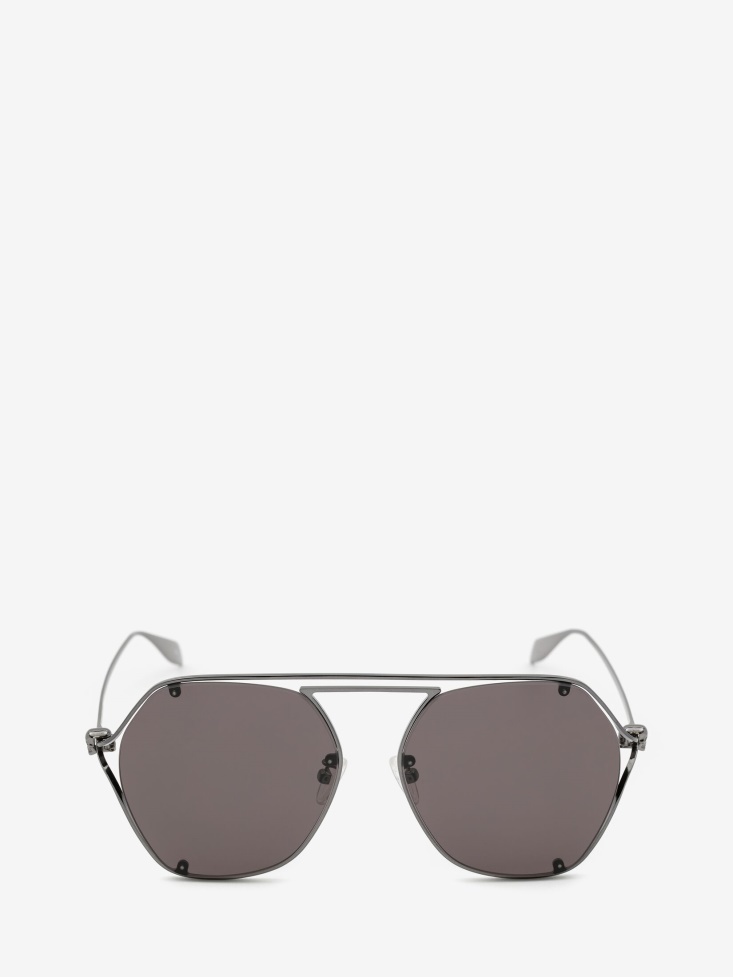 Women's Skull Hinge Geometrical Sunglasses Fashion Alexander McQueen Ruthenium