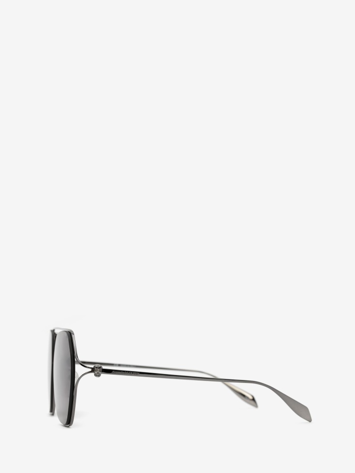 Women's Skull Hinge Geometrical Sunglasses Fashion Alexander McQueen Ruthenium