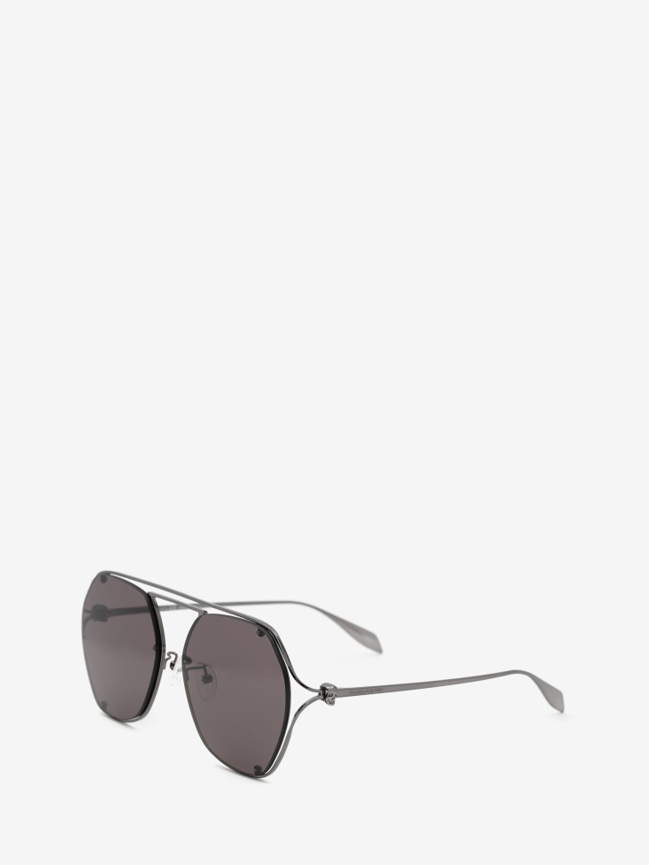Women's Skull Hinge Geometrical Sunglasses Fashion Alexander McQueen Ruthenium