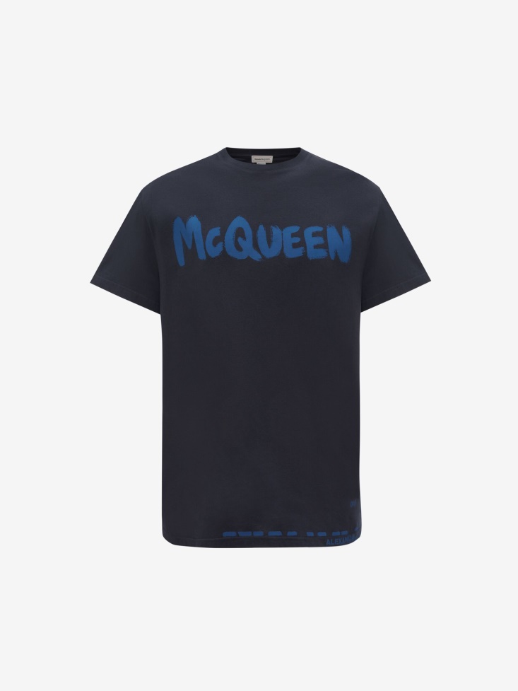 Fashion Alexander McQueen Navy Men's in Graffiti T-Shirt