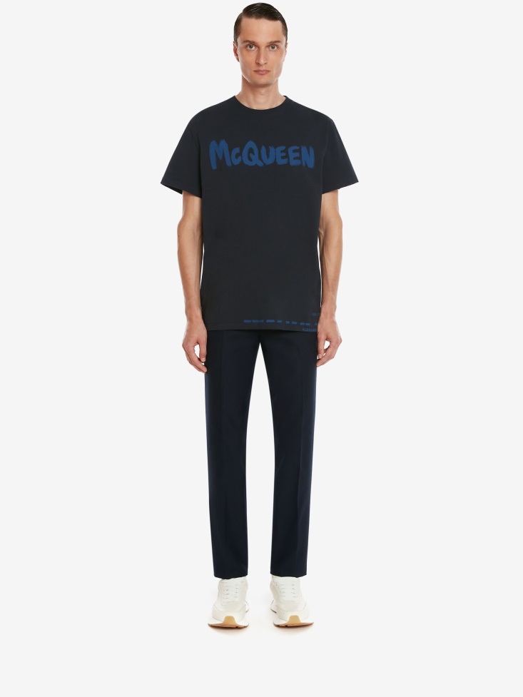 Fashion Alexander McQueen Navy Men's in Graffiti T-Shirt