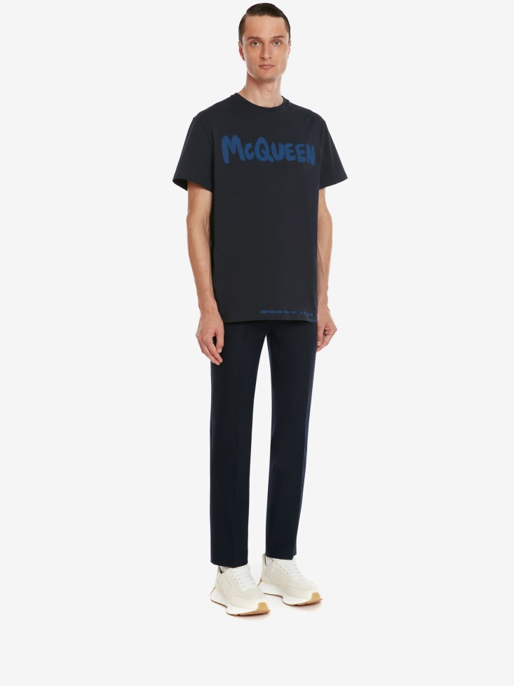 Fashion Alexander McQueen Navy Men's in Graffiti T-Shirt