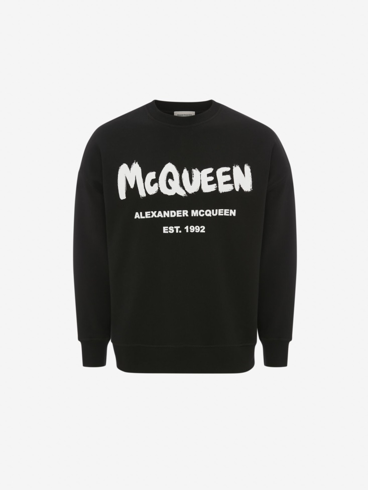 Women's in Graffiti Sweatshirt Black/White Fashion Alexander McQueen