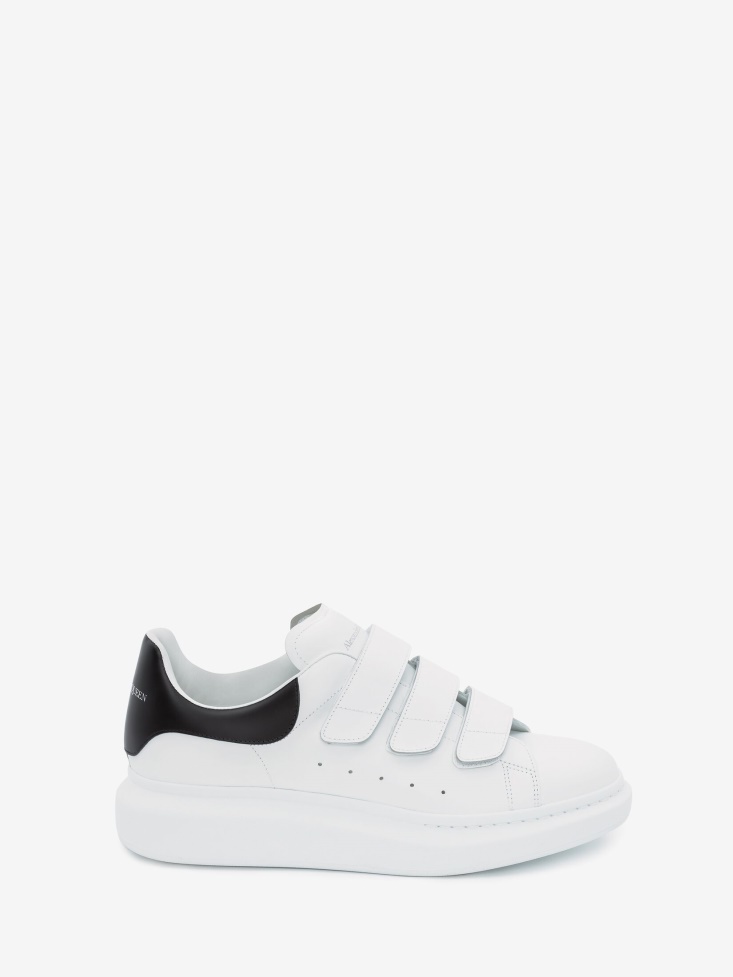 Fashion Alexander McQueen White/Black Men's Oversized Triple Strap Sneaker