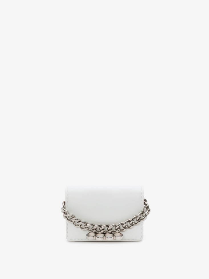 Fashion Alexander McQueen White Women's The Four Ring Mini With Chain