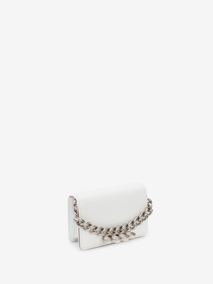 Fashion Alexander McQueen White Women's The Four Ring Mini With Chain