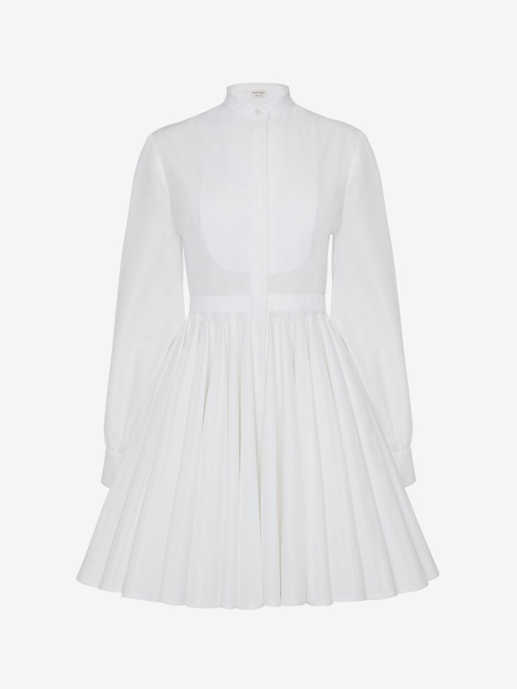 Women's Panelled Shirt Dress Optical White Fashion Alexander McQueen