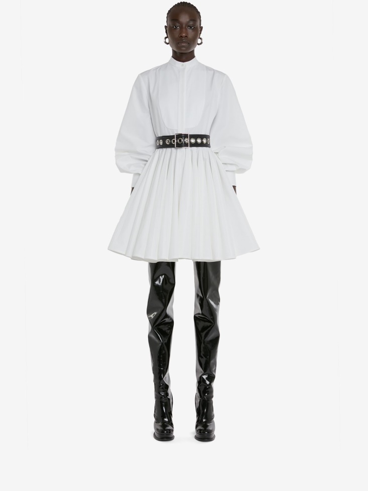 Women's Panelled Shirt Dress Optical White Fashion Alexander McQueen