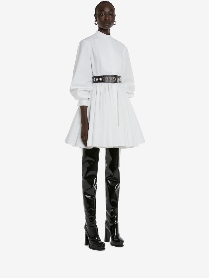 Women's Panelled Shirt Dress Optical White Fashion Alexander McQueen
