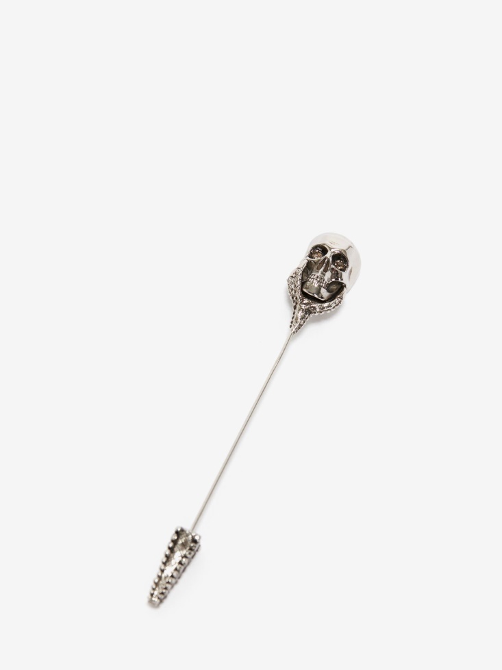 Antique Silver Men's Victorian Skull Pin Fashion Alexander McQueen