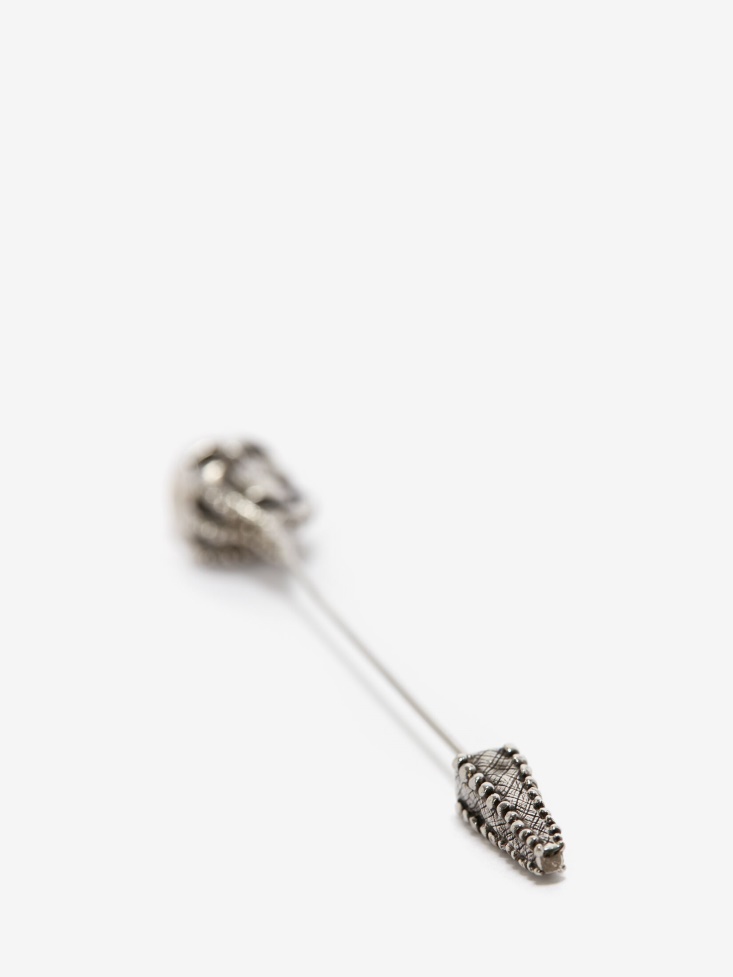 Antique Silver Men's Victorian Skull Pin Fashion Alexander McQueen