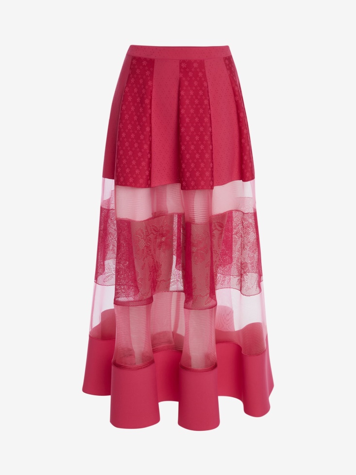 Women's Panelled Knit Midi Skirt Fashion Alexander McQueen Bobby Pink