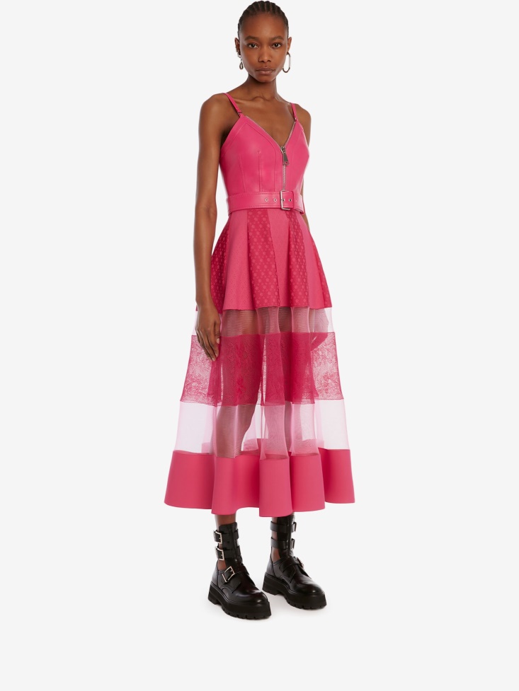 Women's Panelled Knit Midi Skirt Fashion Alexander McQueen Bobby Pink