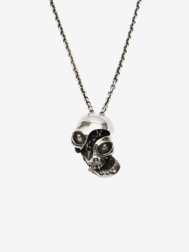 Fashion Alexander McQueen Antique Silver Men's Divided Skull Pendant