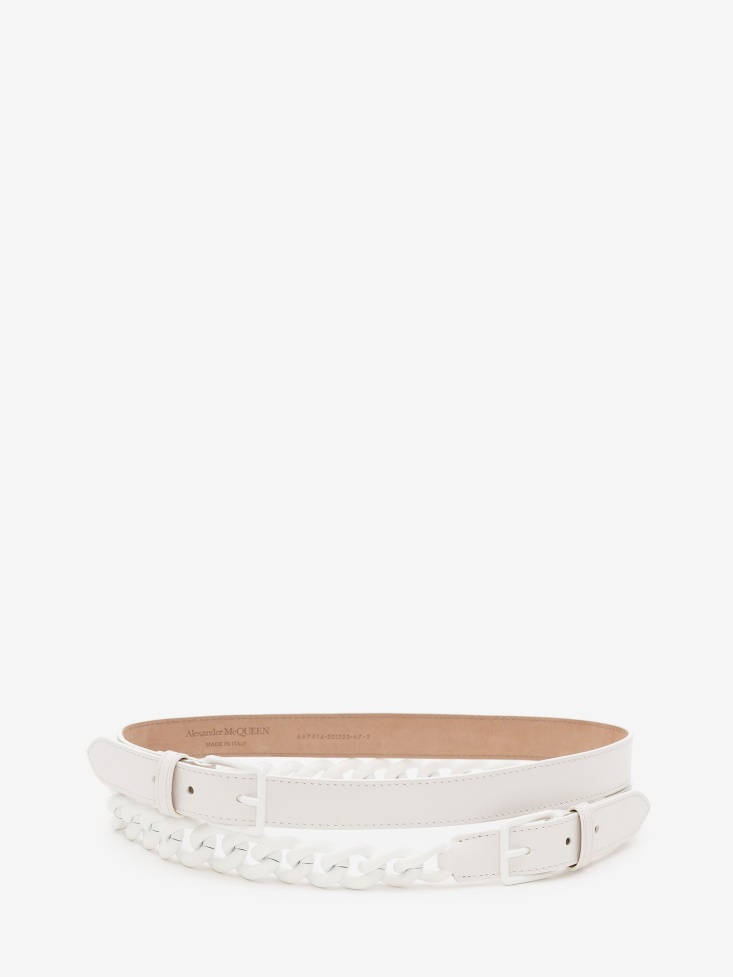 Women's Double Belt With Chain Fashion Alexander McQueen Optic White